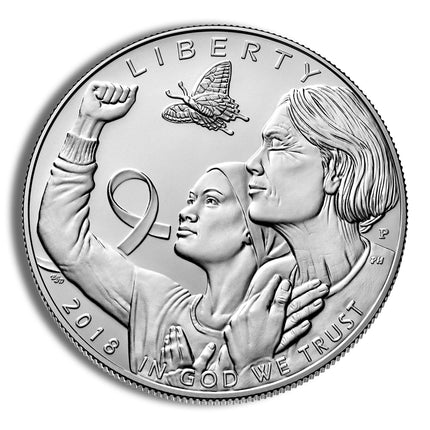 2018 p $1 breast cancer awareness silver commem bu