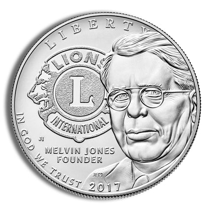2017 p $1 lions club centennial (melvin jones) silver commem bu
