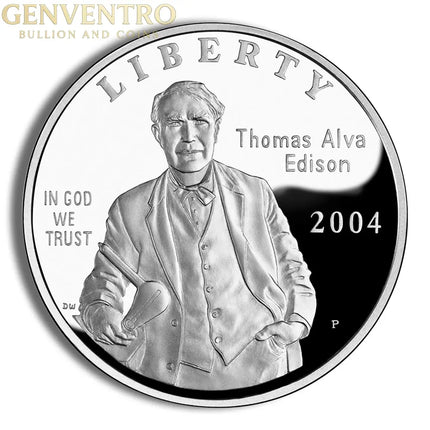 2004-P $1 Thomas A. Edison Silver Commem - Proof Genventro Bullion and Coins