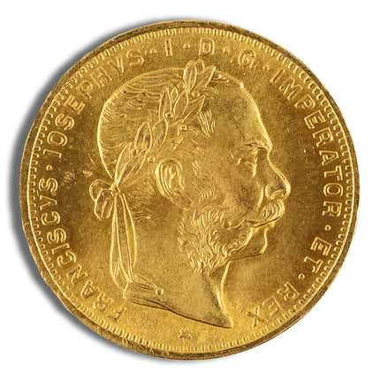 austria 8 florin / 20 franc gold coin