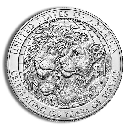 2017 p $1 lions club centennial (melvin jones) silver commem bu