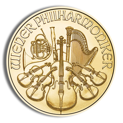 1/25 oz austrian philharmonic gold coin (year varies)