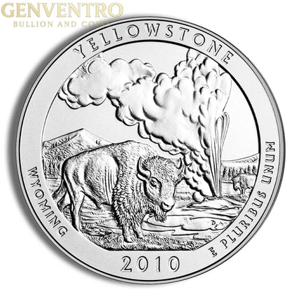 2010-P 5 oz ATB Yellowstone Silver Coin - Burnished (Cap Only) Genventro Bullion and Coins