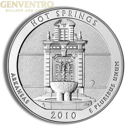 2010-P 5 oz ATB Hot Springs Silver Coin - Burnished (Cap Only) Genventro Bullion and Coins