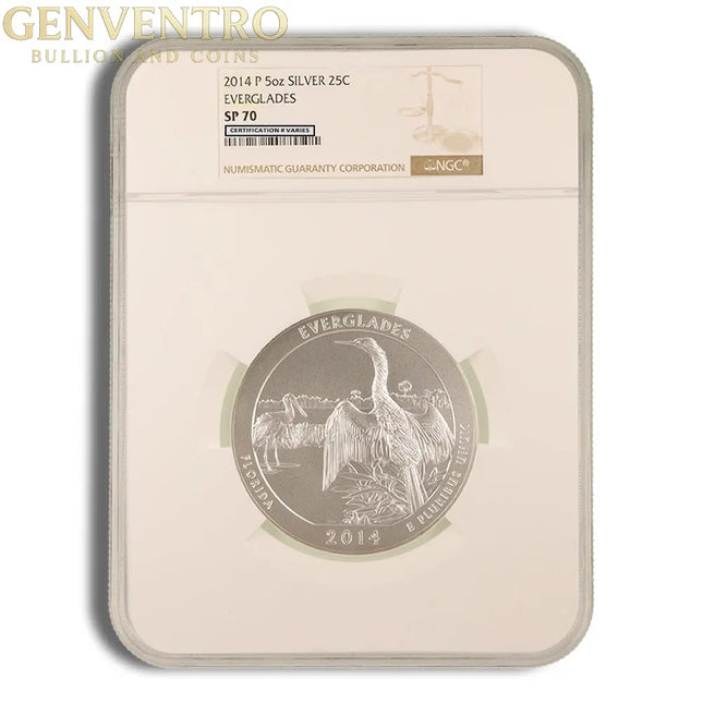 2014-P 5 oz ATB Everglades Silver Coin NGC SP70 Genventro Bullion and Coins
