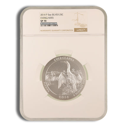 2014 p 5 oz atb everglades silver coin ngc sp70