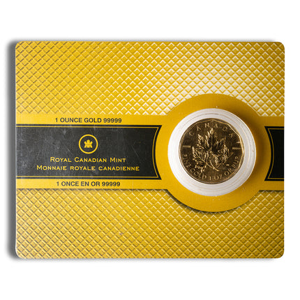 canada 1 oz gold coin .99999 year/design varies (w/assay card)