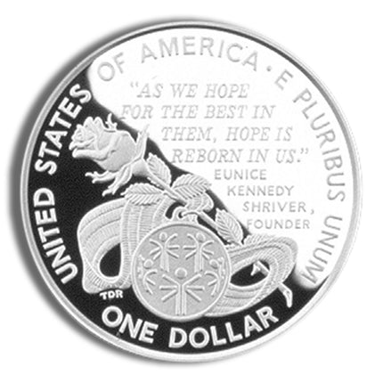 1995 p $1 special olympics silver commem proof