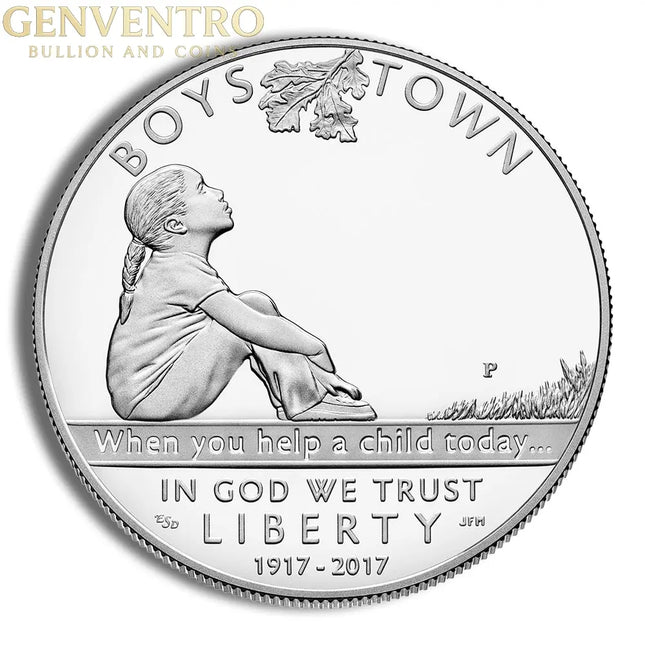 2017-P $1 Boys Town Centennial Silver Commem - Proof Genventro Bullion and Coins