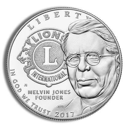 2017 p $1 lions club centennial (melvin jones) silver commem proof