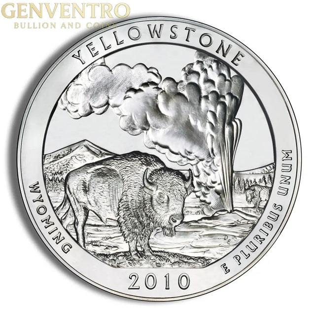 2010 5 oz ATB Yellowstone Silver Coin - BU Genventro Bullion and Coins