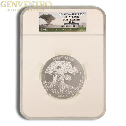 2013-P 5 oz ATB Great Basin Silver Coin NGC SP70 Genventro Bullion and Coins