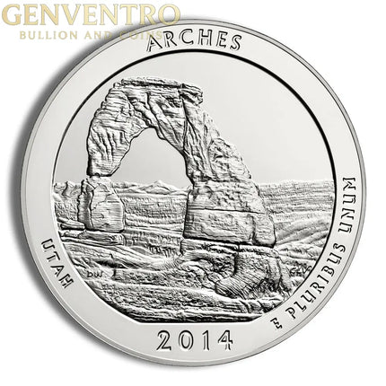 2014-P 5 oz ATB Arches Silver Coin NGC SP70 Genventro Bullion and Coins