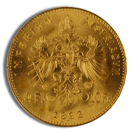 austria 4 florin / 10 franc gold coin