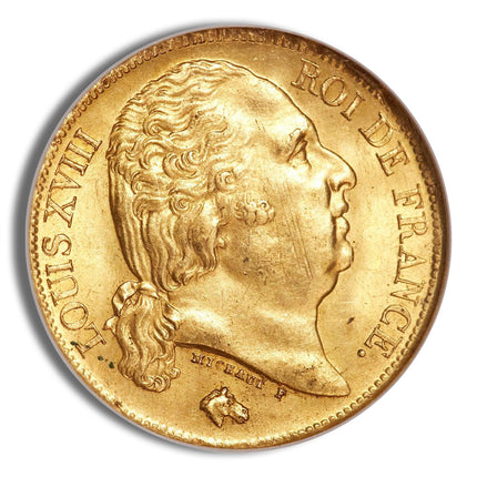 france gold 20 francs louis xviii (1816 1824)