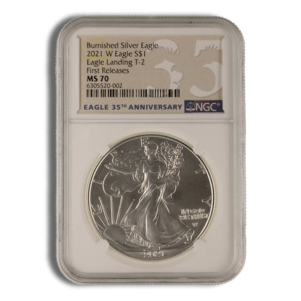 2021 w burnished silver eagle ngc ms70 er (type 2)