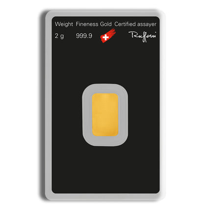 2 gram gold bar argor heraeus (carded)