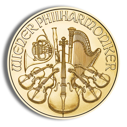 1 oz austrian philharmonic gold coin (year varies)