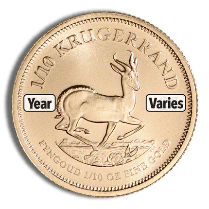 1/10 oz gold krugerrand (year varies)