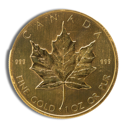 1 oz .999 gold maple leaf (year varies)