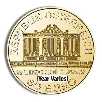 1/2 oz austrian philharmonic gold coin (year varies)