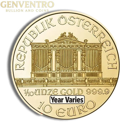 1/10 oz Austrian Philharmonic Gold Coin (Year Varies) Genventro Bullion and Coins