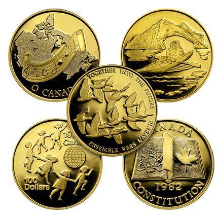 1977 1986 canada 1/2 oz gold coin $100 (22k)