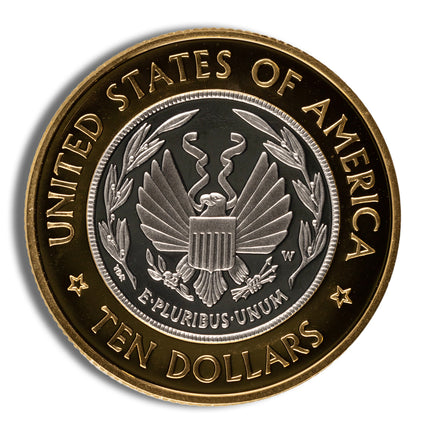 2000 w $10 library of congress bimetallic coin proof (box/coa)