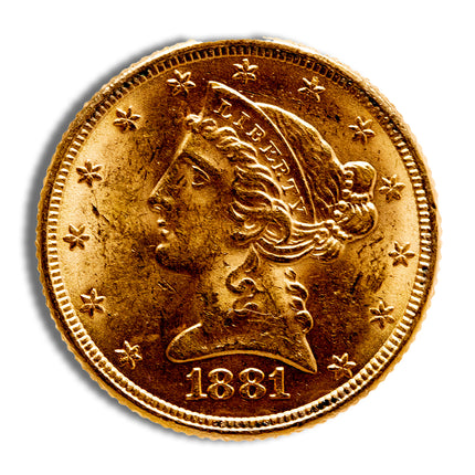 $5 gold liberty half eagle bu