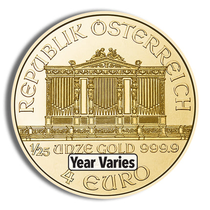 1/25 oz austrian philharmonic gold coin (year varies)