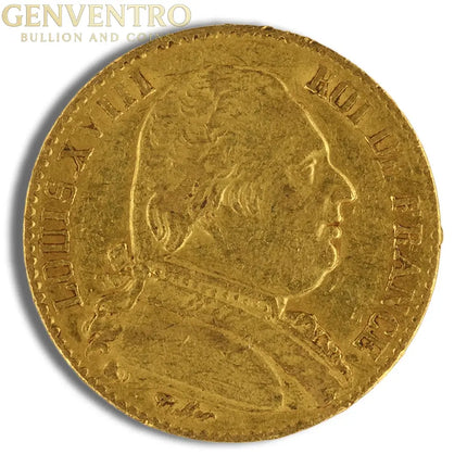 France Gold 20 Francs - Louis XVIII (1814-1815) Genventro Bullion and Coins
