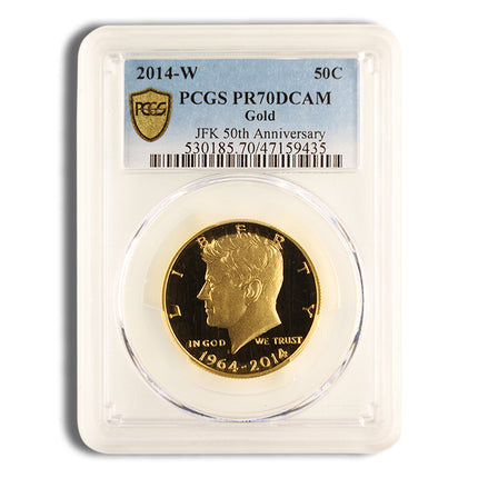 2014 w 3/4 oz jfk half dollar gold coin pcgs pr70 (label varies)