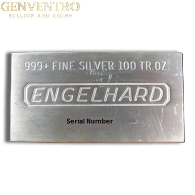 100 oz Silver Bar - Engelhard (Poured/Extruded) Genventro Bullion and Coins