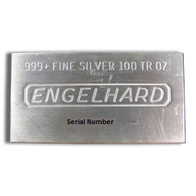 100 oz silver bar engelhard (poured/extruded)