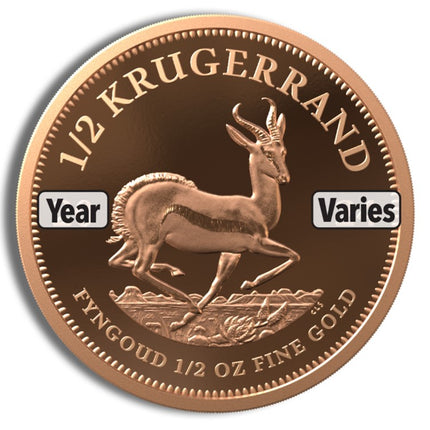 1/2 oz gold krugerrand (year varies)