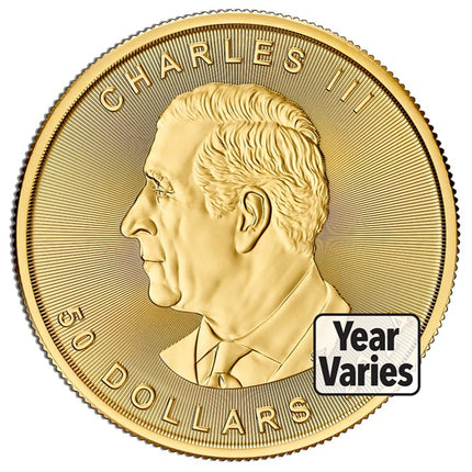 1 oz .9999 gold maple leaf (year varies)