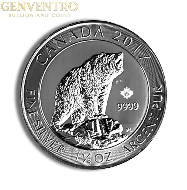 2017 1.5 oz Canadian Grizzly Bear Silver Coin Genventro Bullion and Coins