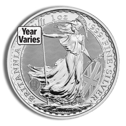 1 oz great britain silver britannia .999 (year varies)