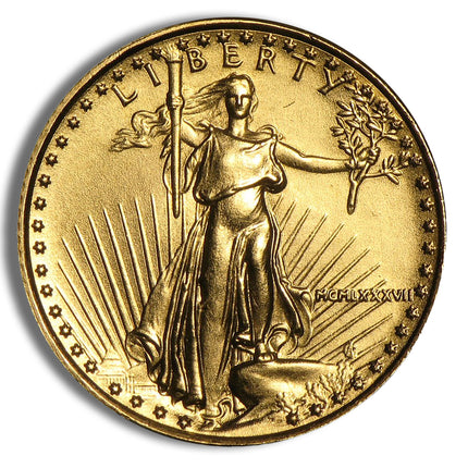 1987 1/10 oz gold eagle bu (mcmlxxxvii)