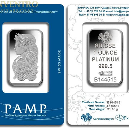 1 oz Platinum Bar - Brand Varies (Carded) Genventro Bullion and Coins