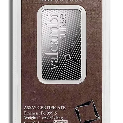 1 oz palladium bar valcambi (carded)