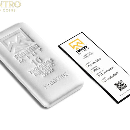 10 oz Silver Bar - Frontier Mint (Frosted) Genventro Bullion and Coins