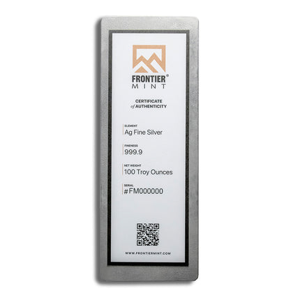100 oz silver bar frontier mint (frosted)