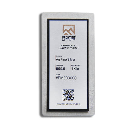 1 kilo silver bar frontier mint (frosted)