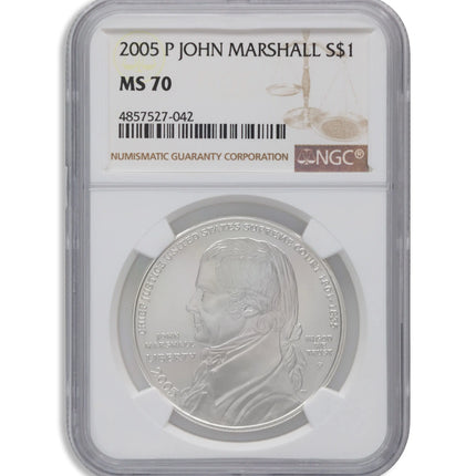 2005-P $1 John Marshall Silver Commem - NGC MS70 Genventro Bullion and Coins