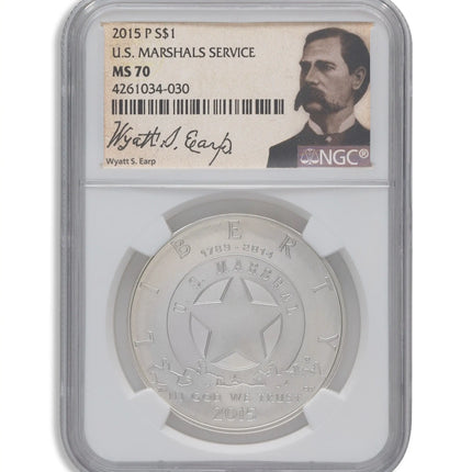 2015-P $1 U.S. Marshals Silver Commem - NGC MS70 Genventro Bullion and Coins