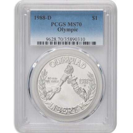 1988-D $1 Olympic Silver Commem - PCGS MS70 Genventro Bullion and Coins