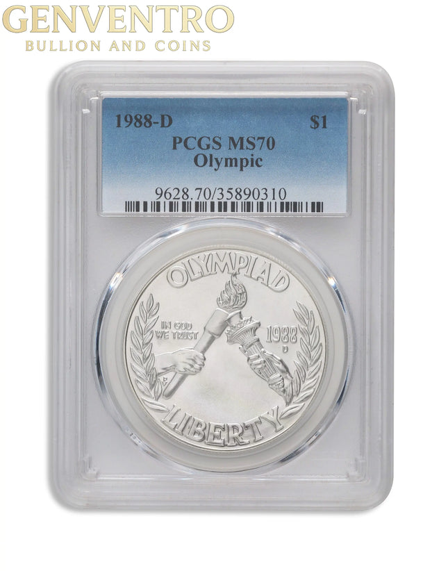 1988-D $1 Olympic Silver Commem - PCGS MS70 Genventro Bullion and Coins