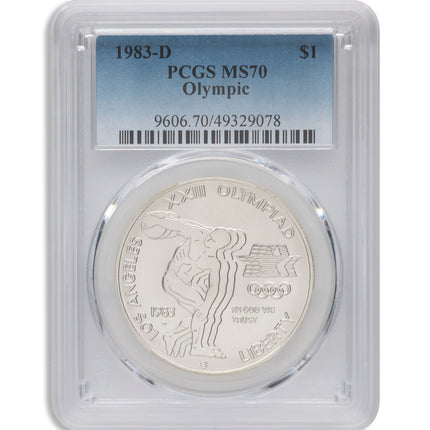 1983 d $1la olympic silver commem pcgs ms70