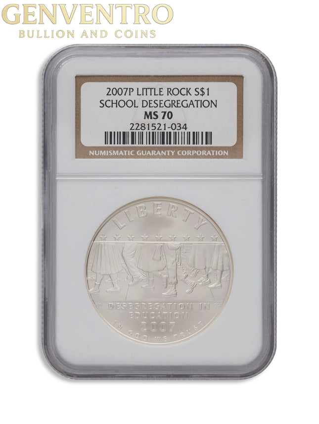 2007-P $1 Little Rock, Deseg Silver Commem - NGC MS70 Genventro Bullion and Coins